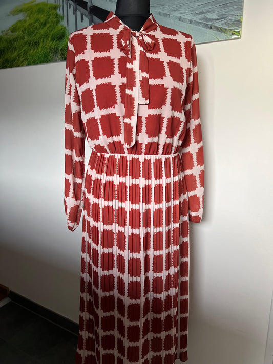 Chiffon Plissee Kleid Beige-Braun