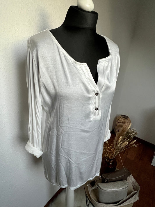 Oversize Bluse Shirt Material Mix Seiden-Optik 36/38/40/42